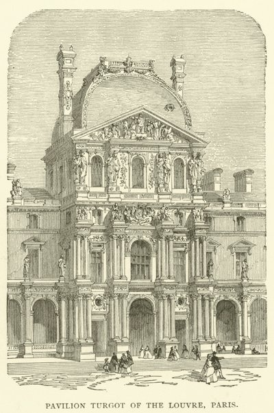 Louvre Pavyonu Turgot, Paris (gravür) by English School
