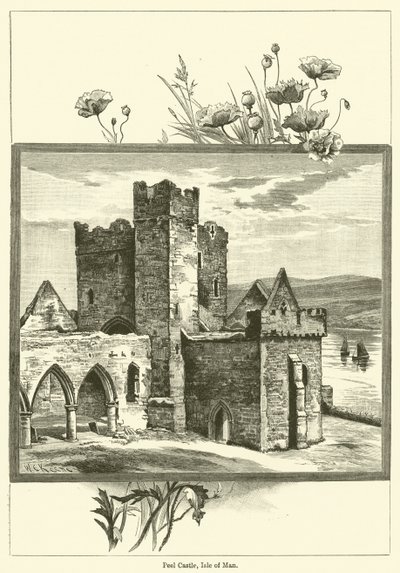 Peel Kalesi, Man Adası (gravür) by English School