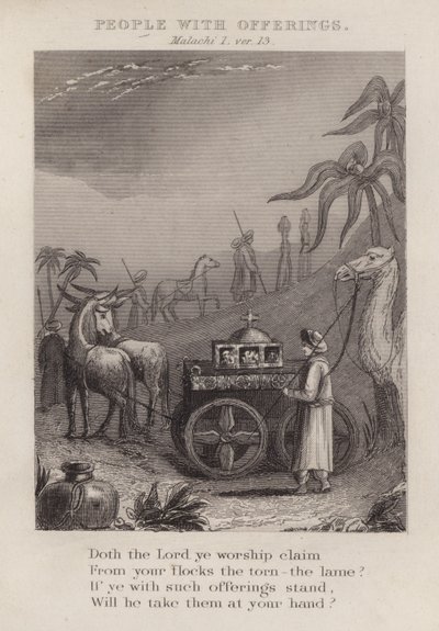 Teklifleri olan insanlar, Malachi I, ver 13 (gravür) by English School