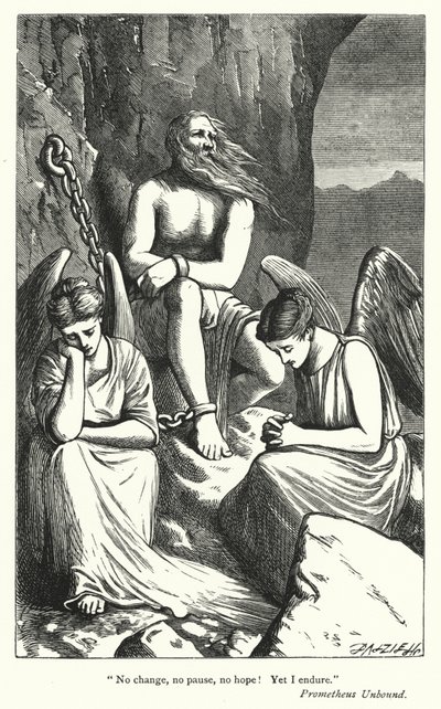 Percy Bysshe Shelley: Prometheus Unbound için illüstrasyon (gravür) by English School