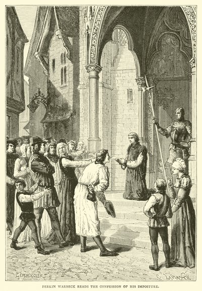 Perkin Warbeck, sahtekarlığının itirafını okuyor by English School