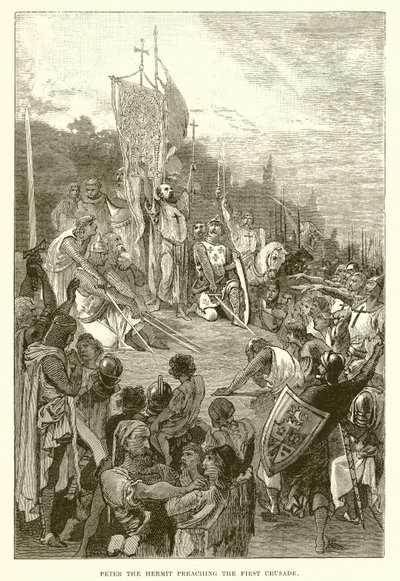 Peter the Hermit ilk haçlı seferini vaaz ediyor by English School