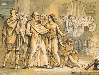 Petrus'un İsa'yı İnkarı (renkli gravür) by English School