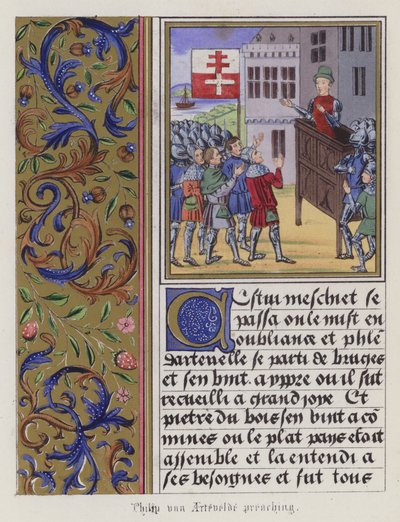 Philip Von Artaveld vaaz veriyor (renkli gravür) by English School