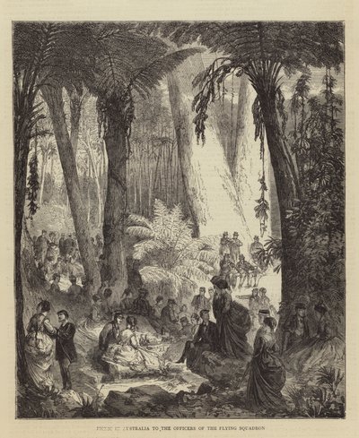 Picnic in Australia to the Officers of the Flying Squadron (engraving) by English School
