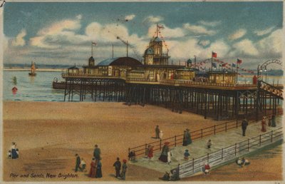 İskele ve kumlar, New Brighton, Merseyside (renkli taş) by English School