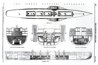 Büyük Doğu vapurunun planı ve kesitleri, 1857 by English School