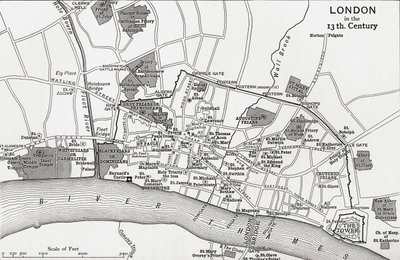 13. yüzyılda Londra Planı, J. R. Green tarafından 