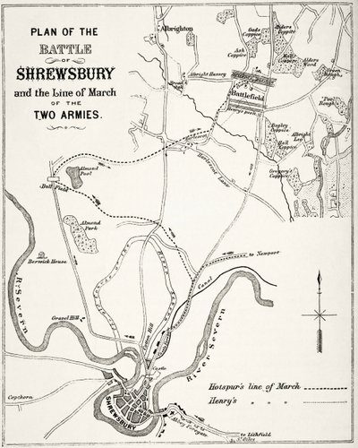 Shrewsbury Savaşı Planı, 21 Temmuz 1403, William Hickman Smith Aubrey (1858-1916) tarafından 