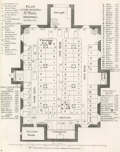 St Paul Kilisesi'nin Planı, Shadwell, Londra, 1817'de kaldırıldı by English School
