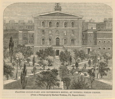 Tothhill Fields Hapishanesinde dikilmiş avlu ve Valiler Evi by English School