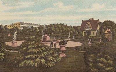 Plymouth: Swiss Lodge and Gardens, Devonport Park (renkli taş) by English School