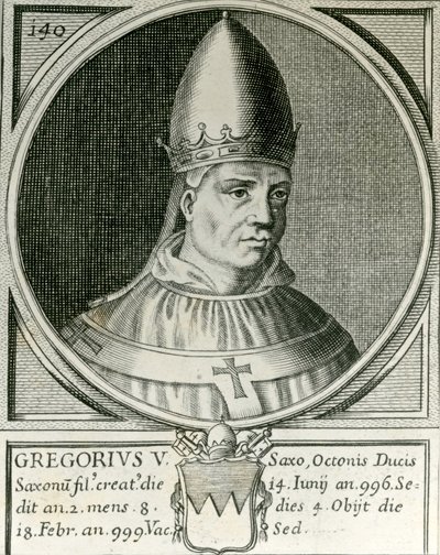 Papa Gregory V (972-999) (gravür) by English School