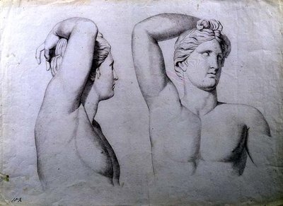 Çıplak Portre Büstleri, c.1780 (kağıt üzerinde tebeşir) by English School