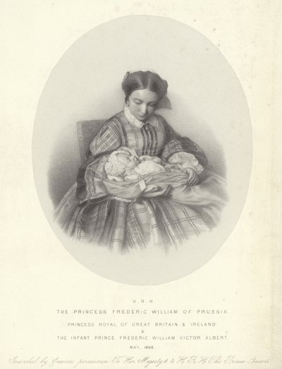 Victoria, Prenses Royal, oğlu Frederick William Victor Albert ile portresi by English School