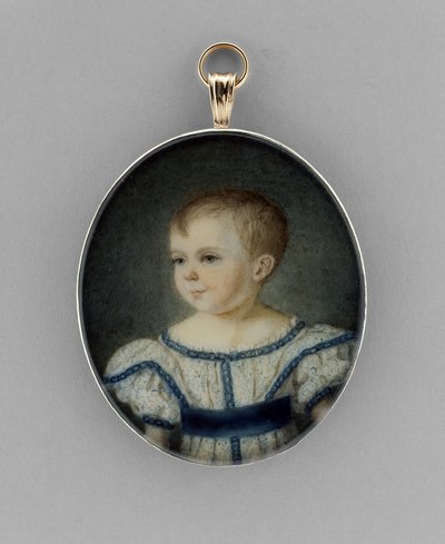 Bir Çocuğun Portresi, c.1820-30 (fildişi, yaldız ve cam üzerine suluboya) by English School