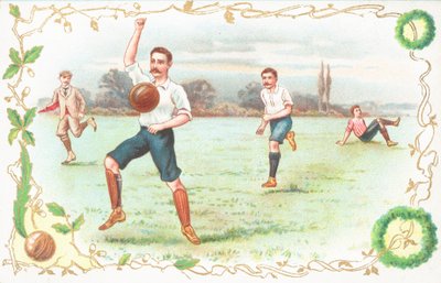 Futbol oynayan erkeklerle kartpostal by English School
