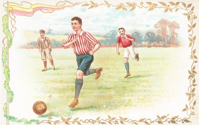 Futbol oynayan erkeklerle kartpostal by English School