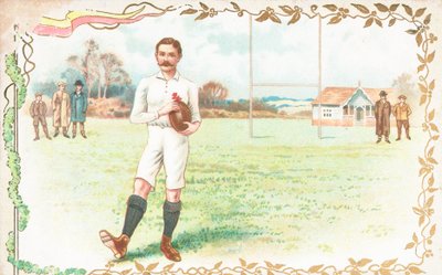 Ragbi oynayan erkeklerle kartpostal by English School