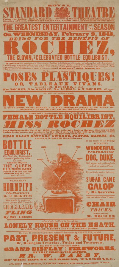 Royal Standard Theatre için poster, 9 Şubat 1848 by English School