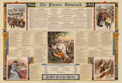 The Fireside Almanack for 1904 ile birlikte basılan poster (renkli taş baskı) by English School