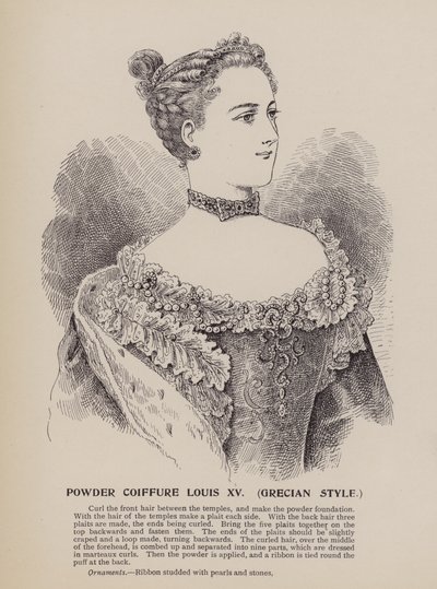 Powder Coiffure Louis XV, Grecian Style (gravür) by English School