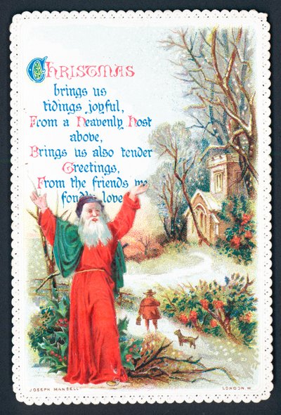 Kilisenin dışında vaiz, Noel kartı by English School