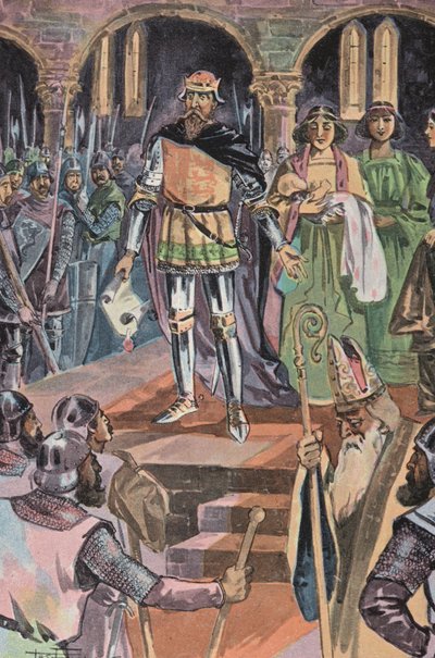 Prensin Galler Şeflerine Takdimi (renkli taş baskı) by English School