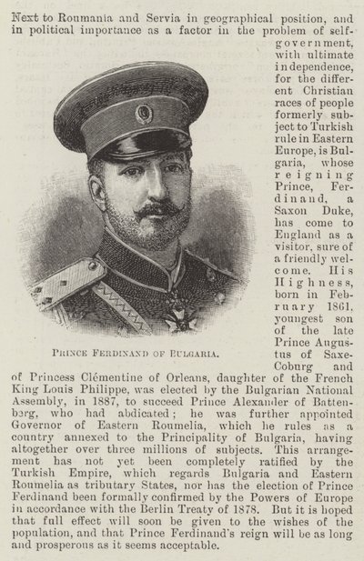 Bulgaristan Prensi Ferdinand (gravür) by English School