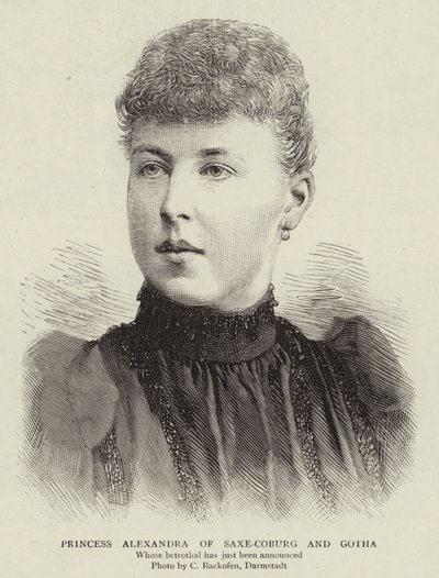 Saxe-Coburg ve Gotha Prensesi Alexandra (gravür) by English School