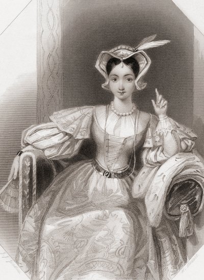 William Shakespeare'in 'King Henry V'inden Prenses Katherine, 'Shakespeare Gallery'den illüstrasyon, c.1840 (gravür) by English School