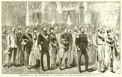 1888 Melbourne Sergisinde Avustralya Valilerinin Alayı by English School