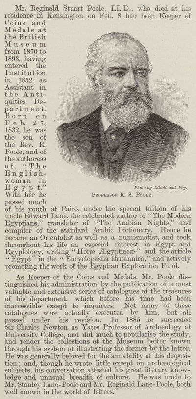 Profesör R S Poole (gravür) by English School
