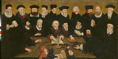 Protestan Reformcular, c.1654 (panelde yağlı boya) by English School