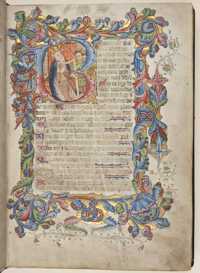Sarumlu Zebur kullanım takvimi, c.1425-75 (parşömen üzerine mürekkep, boya ve altın) by English School