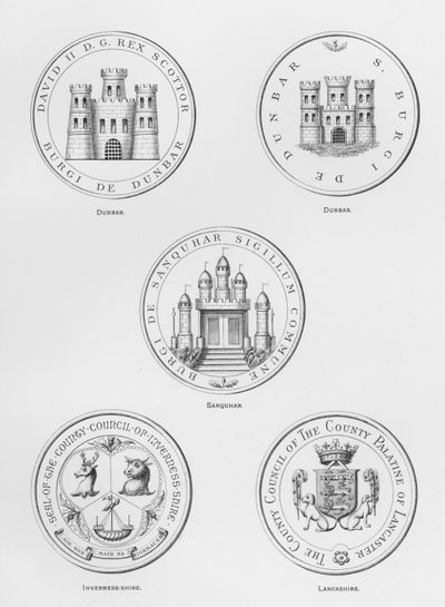 Kamu silahları: Dunbar; Sankuhar; Inverness-shire; Lancashire (gravür) by English School