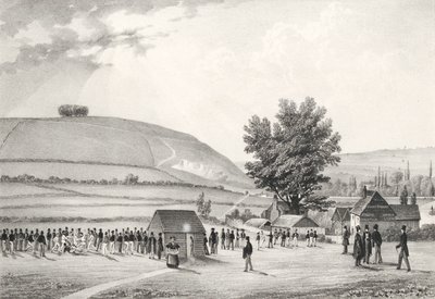 Devlet okulu çocukları (Charterhouse) futbol oynuyor (bw litho) by English School