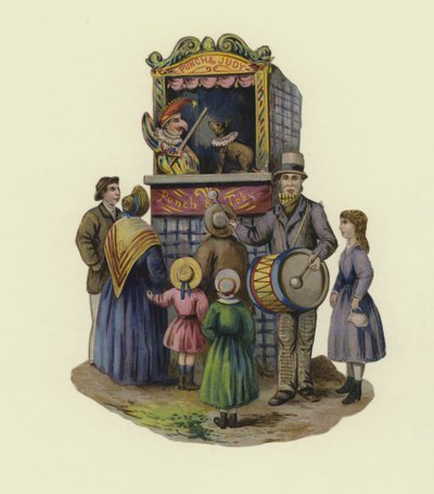 Punch ve Judy gösterisi (chromolitho) by English School
