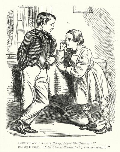 Punch karikatür: dilbilgisi hakkında bir yanlış anlama (gravür) by English School