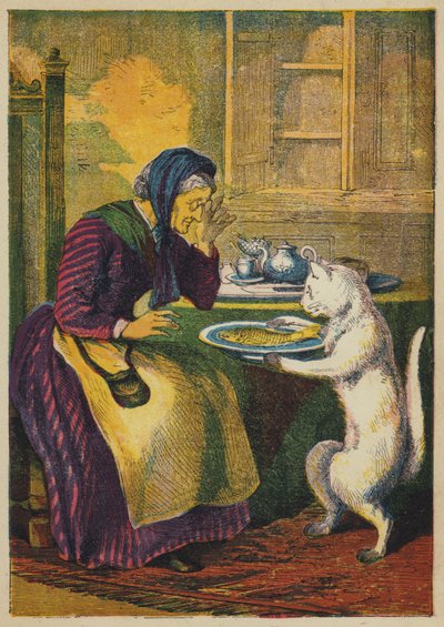 Kedi Balık Getiriyor (renkli taş) by English School