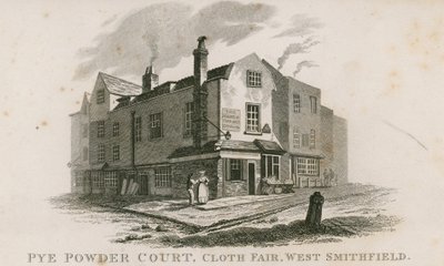 Pye Powder Court, Cloth Fair, West Smithfield, Sign of the Hand ve Shears halk evinde düzenlendi by English School