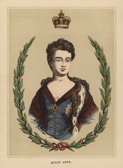 Kraliçe Anne (renkli gravür) by English School
