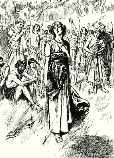 Kraliçe Boadicea ve askerleri (lito) by English School