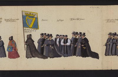 Kraliçe I. Elizabeth'in Cenaze Alayı (renkli gravür) by English School