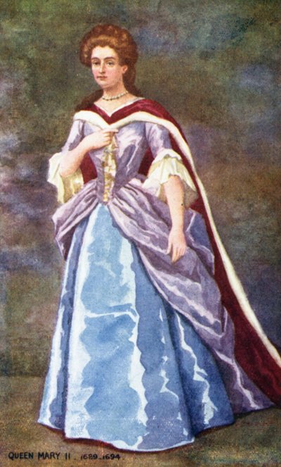 Queen Mary II (renkli lito) by English School