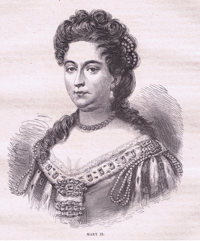 İngiltere Kraliçesi Mary II (lito) by English School