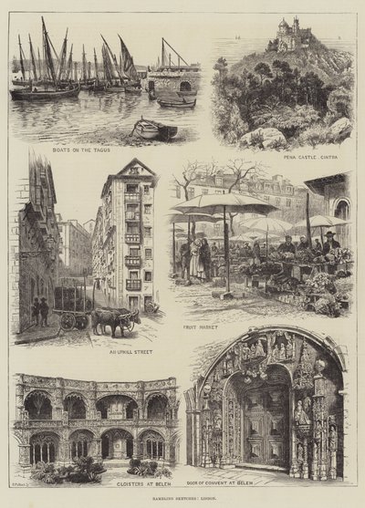 Başıboş Eskizler, Lizbon (gravür) by English School