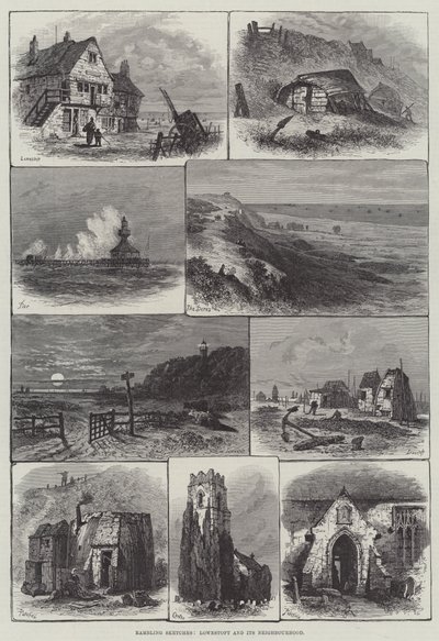 Başıboş Eskizler, Lowestoft ve Çevresi (gravür) by English School