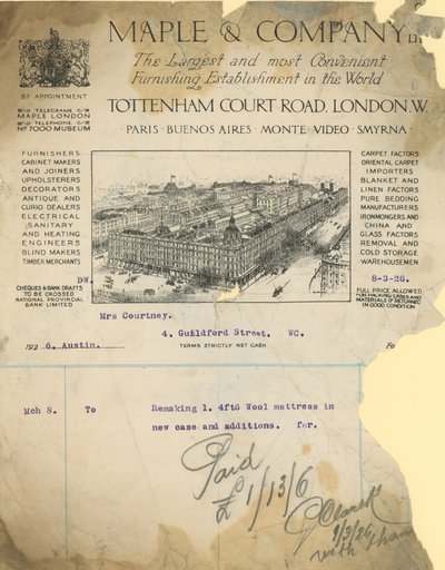 Maple & Company Ltd için Makbuz by English School