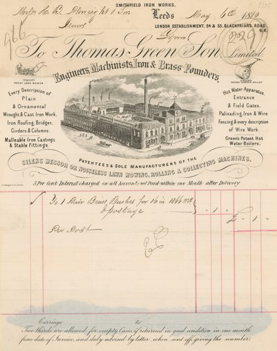 Thomas Green & Son Limited için Makbuz by English School